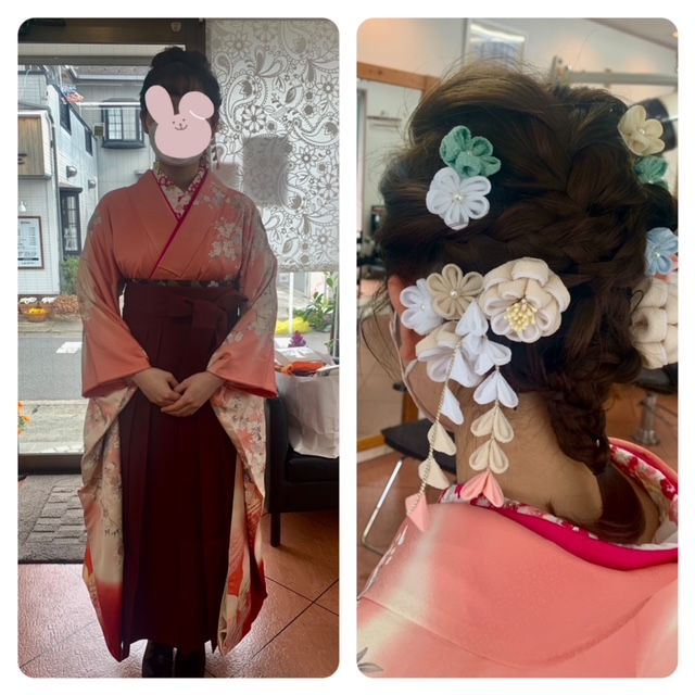 お母さまの着物で卒業式